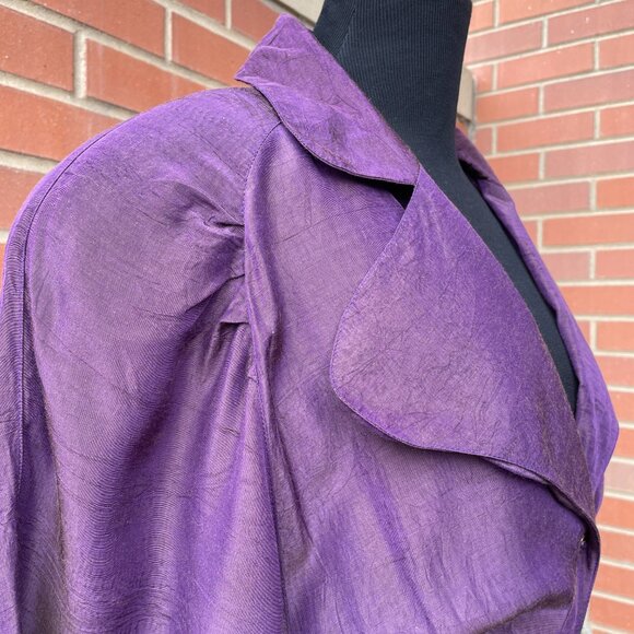 Vintage Shirtdress 80s John Ranta Iridescent Purple Shirt Dress| Size Large - Picture 7 of 16